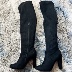 Womens Knee High Top Moda Lace back high heeled boots size 10